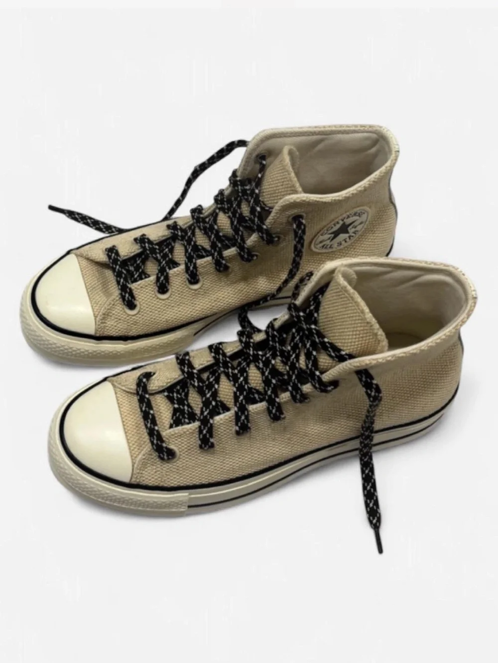 Converse Canvas CTAS Lift High-Top Sneakers Beige with Black Laces